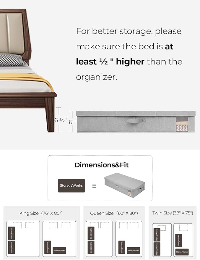 StorageWorks Underbed Storage Bins with Under Bed Storage with Lid