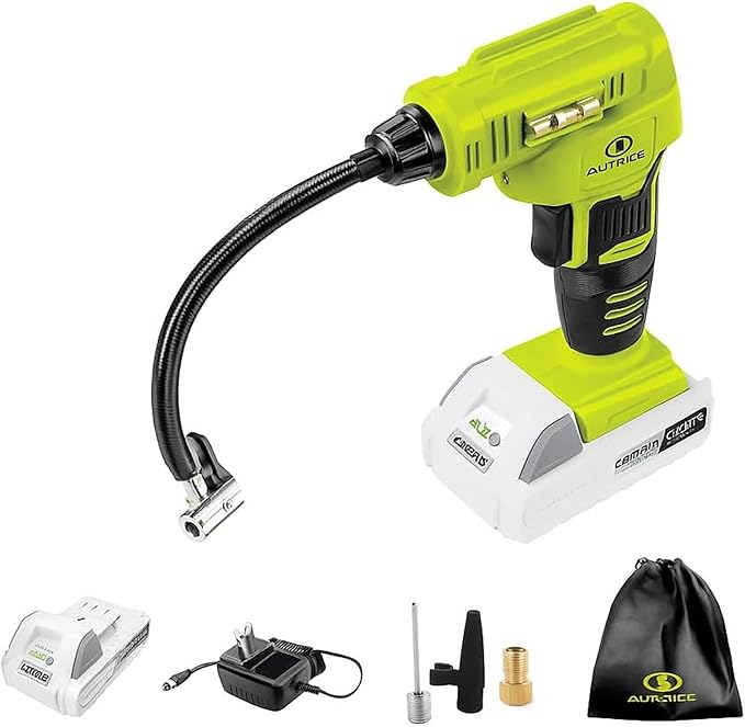 Auto Joe 24V-AJC-MAX 24V IONMAX Cordless Rapid Air Inflator, Portable Air Compressor, Includes 1.3Ah Battery, Charger, Air Chuck, Tapered Adapter, Presta Valve Adapter, and Ball Needle