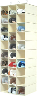 Libeder Hanging Closet Organizers 30 Section Shoe Shelves, Shoe Storage Hanging Shoe Holder, Breathable No-wover Fabric for S