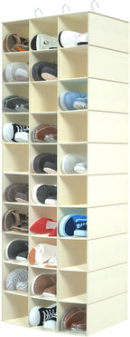Libeder Hanging Closet Organizers 30 Section Shoe Shelves, Shoe Storage Hanging Shoe Holder, Breathable No-wover Fabric for S