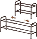 Gonfoam 2-Tier Expandable Shoe Rack,Adjustable Shoe Shelf Storage Organizer Heavy Duty Metal Free Standing Shoe Rack for Entr