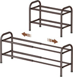Gonfoam 2-Tier Expandable Shoe Rack,Adjustable Shoe Shelf Storage Organizer Heavy Duty Metal Free Standing Shoe Rack for Entr