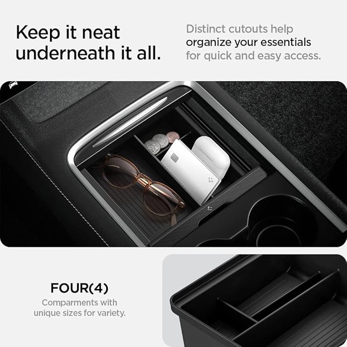 Spigen Center Console Organizer for Tesla Model Y (2021-2024) & Model 3 (2021-2023) [Not for Model Y Juniper 2025/26 and Model 3 Highland (2024/25)]