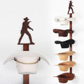 Cowboy Hat Rack Holder for Wall - Wild Western Style Design Hat Organizer with 6 Hat Hooks for Wall Mount, Hat Stand and Hang
