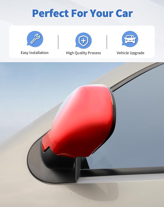 Rearview Mirror Fully Caps Covers Compatible with 2007-2014 Chevy Silverado GMC Sierra Avalanche Tahoe Suburban Yukon Escalade ESV Left Right Side View Mirror Cover Caps, Red