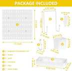 Peg Board, Pegboard Combination kit, 4 Pegboards and 12 Accessories Modular Hanging for Wall Organizer,Suitable for Wall Stor