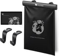 Headrest Hanging Car Trash Bag Holder - Aluminum Alloy with 25 Disposable Trash Bags, 2 Headrest Hooks, Compact Car Garbage Bin for Back Seat, Office, Travel & Camping (Black)
