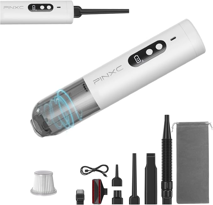 Mini Vacuum Cleaner Cordless 15000PA High Power,Handheld Car Vacuum, 5 in 1 Portable Vacuum for Car, Home & Pet Hair, Type-C 