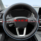 HAOTULE Leather Steering Wheel Cover， with Anti-Slip Stripe Design - Enhanced Grip, Fashion Style, Safe, Non-Slip, Breathable