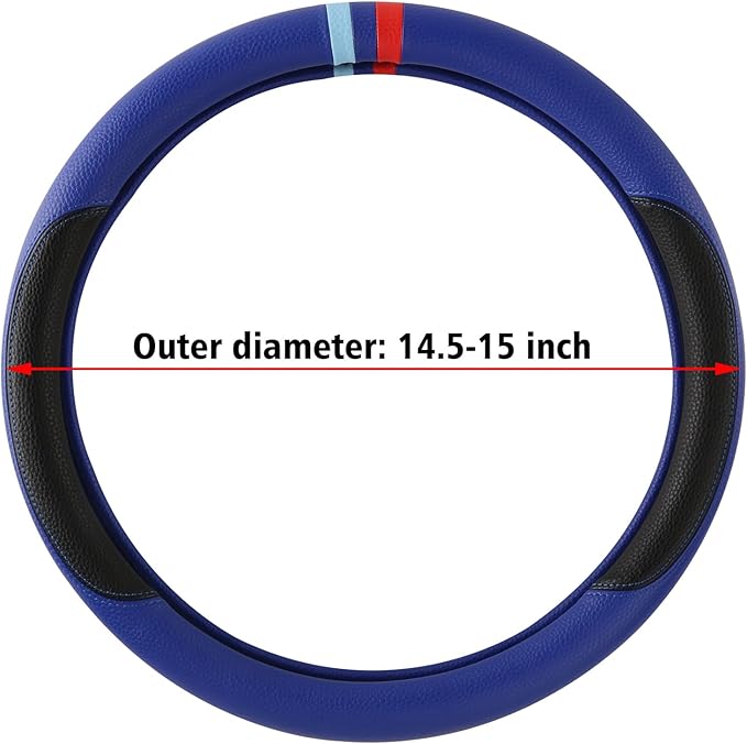 Cxtiy Steering Wheel Cover for BMW X1 X2 X3 X4 X5 X6 330i 530i 740i iX1 iX3 i4 i5 M3 M5 (Navy Blue, Standardized14.5'-15')