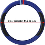 Cxtiy Steering Wheel Cover for BMW X1 X2 X3 X4 X5 X6 330i 530i 740i iX1 iX3 i4 i5 M3 M5 (Navy Blue, Standardized14.5'-15')