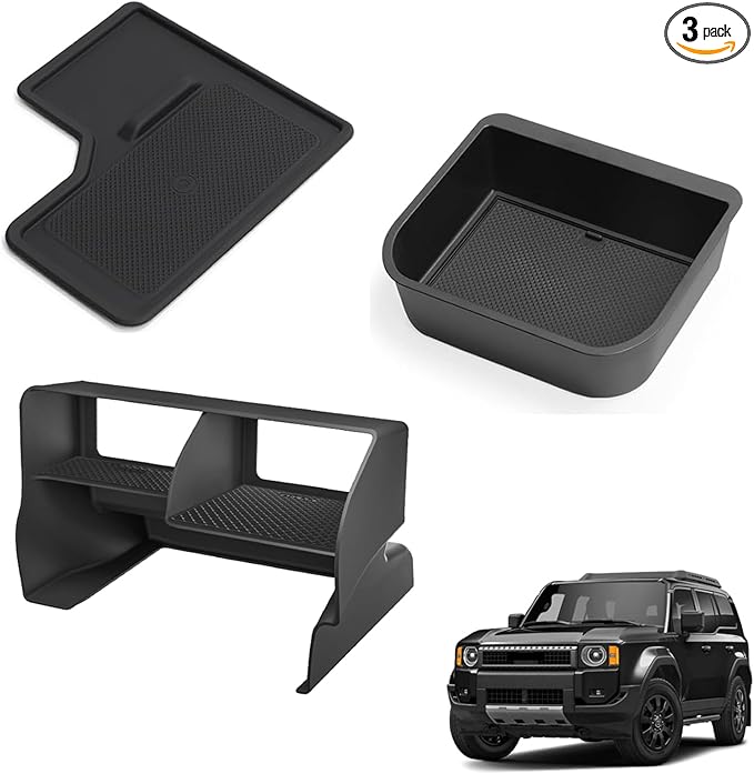 smabee for 2024 2025 2026 Toyota Land Cruiser Prado 250 Center Console Organizer + Cool Box Organizer + Wireless Charging Protective Mat 3PCS (Only Fit Cool Box & Qi Wireless Charger)