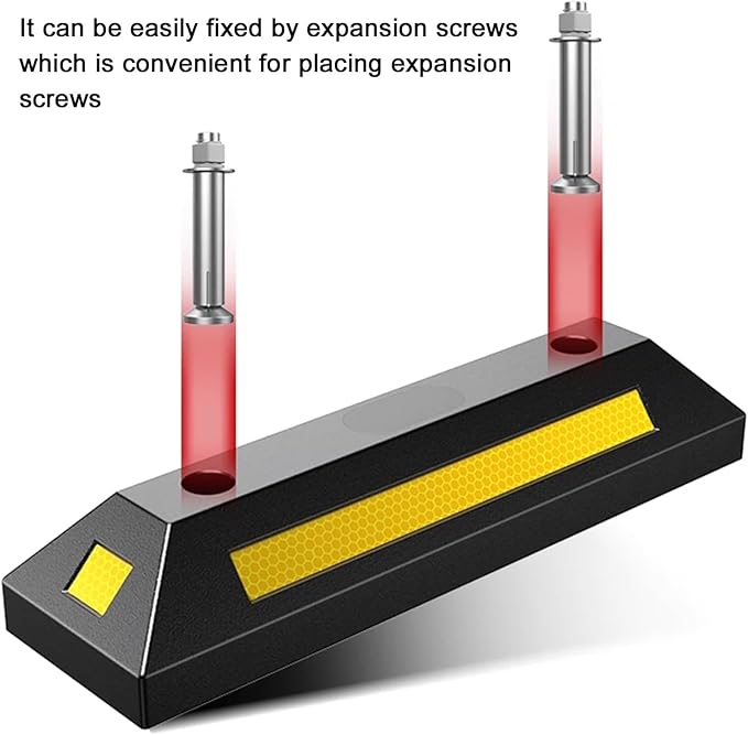 Heavy Duty Parking Stopper for Garage, Garage Parking Aid, Garage Parking Stops, Strong Reflective Strips, Rubber Material, for car park