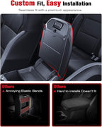 for 2024~2026 Ford Ranger 2-in-1 Silicone Center Console Armrest Cover& Armrest Hidden Privacy Tray - [OEM Design& Friendly Liquid Silicone Rubber] - Thin Black