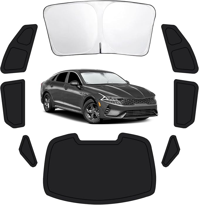 8PCS Car Window Shades for KIA K5 2021-2024, Window Covers for K5 Windshield Side Rear Windows, Full Set Privacy Protection Car Sunshade with UV Blocking for Camping Napping