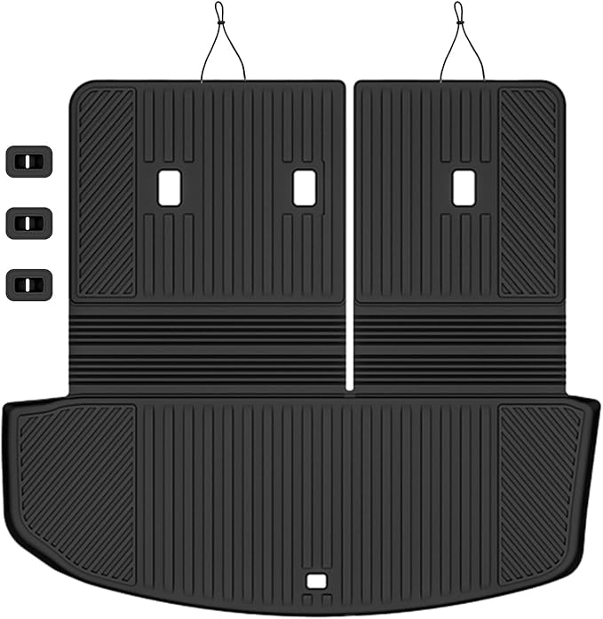 Auxko All Weather Cargo Mat & Back Seat Protector Fit for Hyundai Palisade 2026 7/8 Seaters TPE Rubber Trunk Liner Accessories Odorless Anti-Slip Cargo Tray