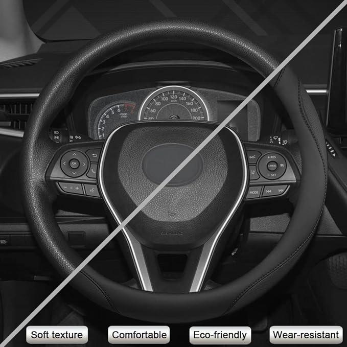 West Llama Customized Auto Car Steering Wheel Cover for Toyota Tundra Tacoma 4runner 15-15.5inches (Black-Large Size)