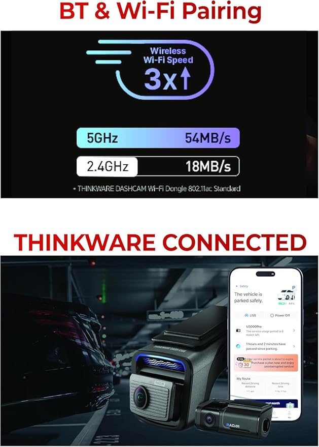 THINKWARE U3000 PRO 2CH 4K HDR Dual Dash Cam Front and Rear - 4K+2K STARVIS 2, Super Night Vision 4.0, Radar Parking Mode, Th