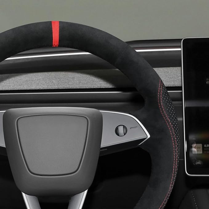 MEWANT DIY Stitching Steering Wheel Cover Wrap for Tesla Model 3 Highland 2023-2025/Model Y 2025 Highland for Tesla Model 3/Model Y Accessories(3D Style)