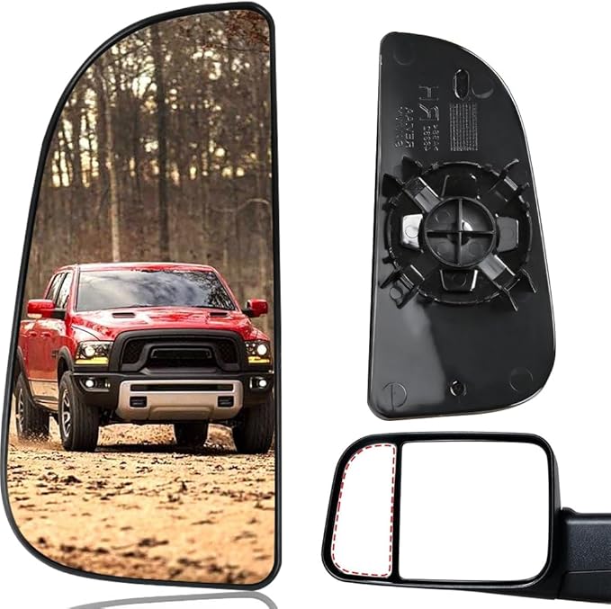 Driver Left Side Lower Mirror Glass Replacement, for 2010-2020 Dodge Ram 1500 2500 3500 4500 5500, Towing Mirrors Convex Glass with Rear Mounting Bracket, 68067731AA