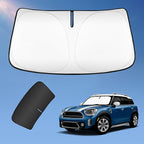 Sun Shade Sunshade for 2017-2024 2025 2026 Mini Countryman Cooper F60 SUV Windshield Cover, 4-Layers Sun Shield 250T Silver Coating Sun Visor Foldable Window Shade Blocks UV Rays Car Accessories