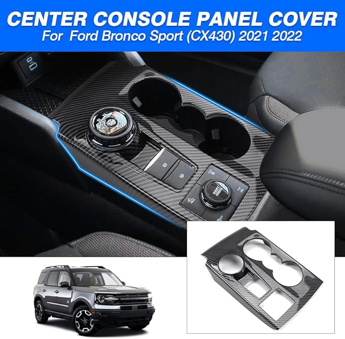 Autorder Custom Fit for Accessories 2021 2022 2023 2024 2025 Ford Bronco Sport Carbon Fiber Gear Shift Panel Cover Center Console Trim for Bronco Sport Big Bend (CX430 4-Door)