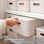 Yishyfier Plastic Storage Baskets With Lid Organizing Container Lidded Knit Storage Organizer Bins for Shelves Drawers Deskto