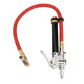 MEASUREMAN Heavy Duty Bayonet Style Tire Inflator, Aluminum Body, 20" Red Hose, Clip On Air Chuck, Aluminum Slide, Range 10-130psi/kpa