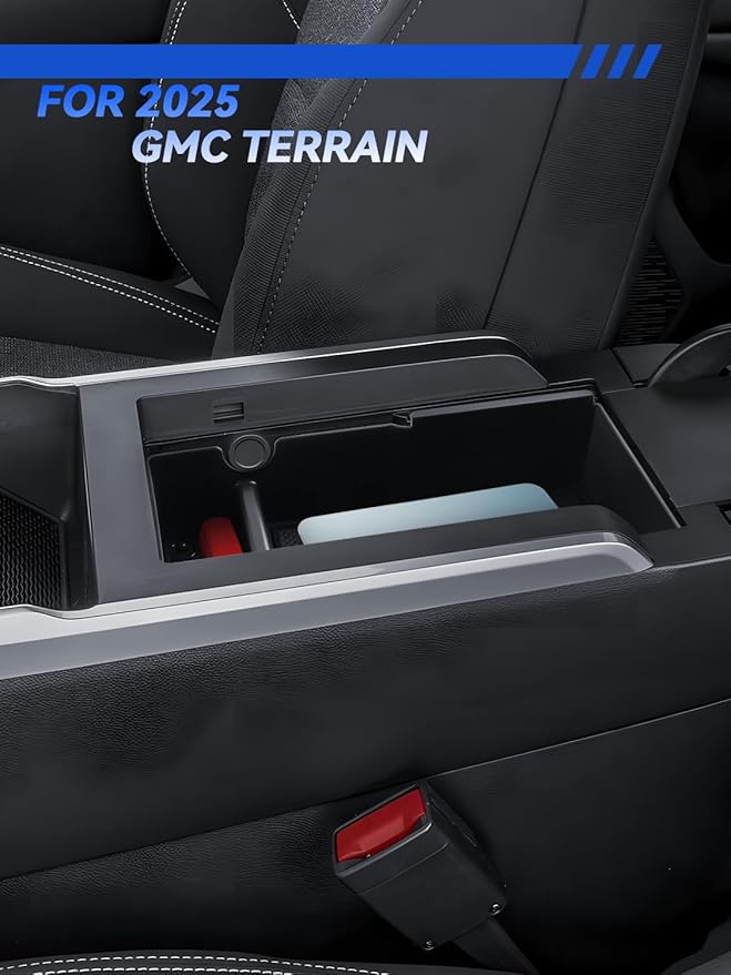for Terrain Center Console Organizer 2025 2026 GMC Terrain Elevation/AT4/Denali Accessories Armrest Tray Middle Storage Box Insert Container Durable ABS Plastic