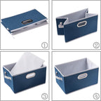 PRANDOM Fodable Storage Baskets for Closet [5-pack] Decorative Fabric Storage Bins Cubes with Leather/Metal Handles for Shelv