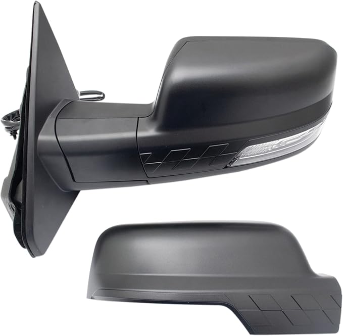 TRQ Driver and Passenger Side Mirror Set Power Heated Folding Blind Spot Indicator Textured Black Compatible with 2019-2022 R