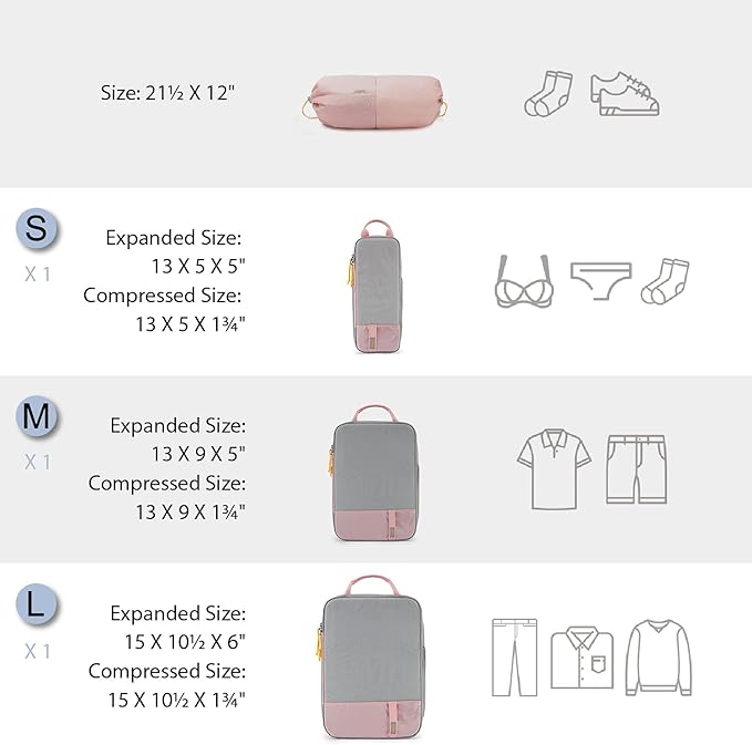 BAGSMART 6 Set /4 Set/2 Set Compression Packing Cubes for Travel, Lightweight Luggage Organizer Bags, Durable Space Saver Bag