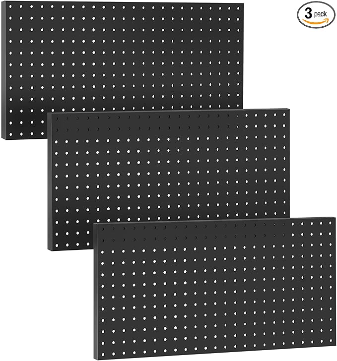 3pcs Heavy Duty Metal Pegboard Panels, Garage Wall Mounted Tool Organizer Peg Board for Garage, Workshop Storage and Workbenc