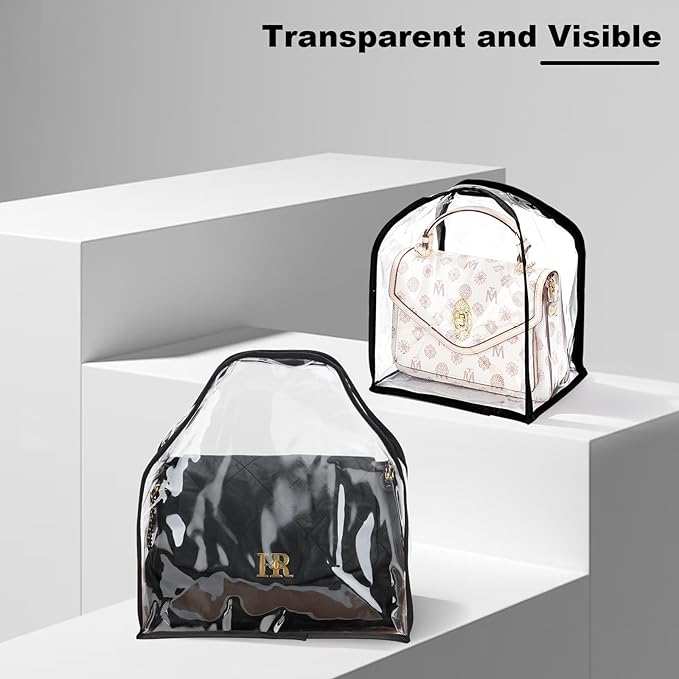5 Pack Clear Dust Bags For Handbags,5-Sizes Purse Storage Organizers,Purse Protector Storage Bag with Luxury Bags,Soft Stand-
