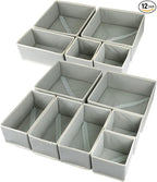 Fordonral 12 Pack Drawer Organizer Clothes, Foldable Fabric Dresser Organizer Closet Organizers and Storage Box for Underwear