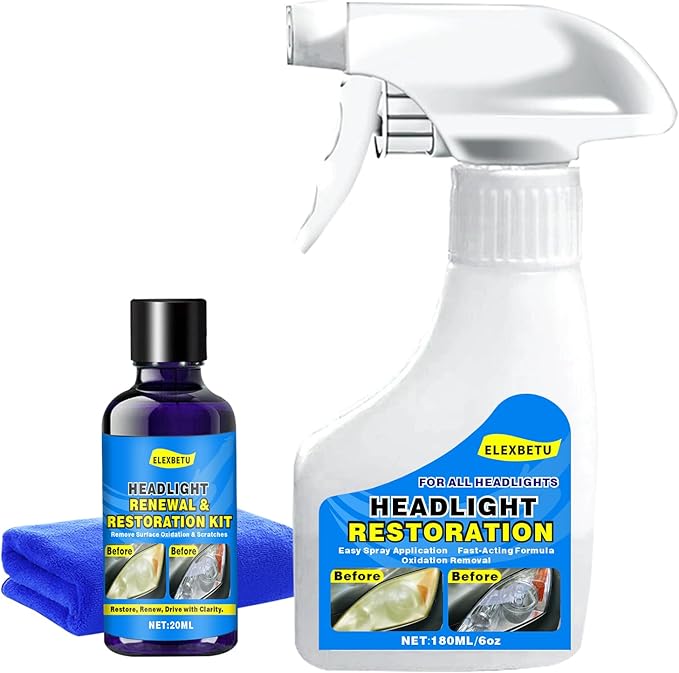 Headlight Restoration Kit, Automotive Headlamp Headlight Cleaner Restores Clear Yellowed Car Plastic and Protects from Re-Oxi