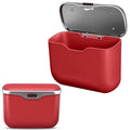 Car Trash Can with Lid, Leakproof Auto Garbage Bin, Waterproof Car Trash Bag Holder with PU Leather Top for Back of Seat/Door, Fit for SUVs, Sedans, Trucks Red