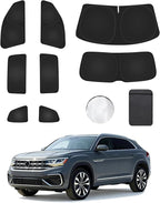 8PCS Window Shades for Volkswagen Atlas 2018-2025 Accessories – Full Coverage Sun Shade for Side Windows, Rear Triangular & Windshield – UV Protection & Privacy for Camping, Napping, Relaxing