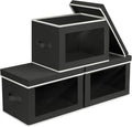 Homsorout Storage Boxes with Lids - 3 Pack Fabric Clear Window Storage Bins, Collapsible Storage Bins with Lids, Linen Closet
