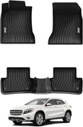 3W Floor Mats for Mercedes Benz GLA 2015-2020 250/45 AMG, TPE All Weather Custom Fit Floor Liner for Benz GLA Accessories 1st and 2nd Row Full Set Car Mats Easy Clean, Black