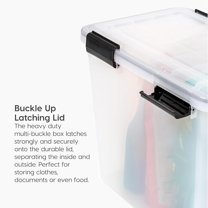 IRIS USA File Box WeatherPro File Organizer Plastic File Box for Letter/Legal File, Water Resistant Document Box, Durable Lid