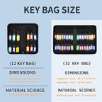 Fireproof and Waterproof Portable Zippered Key Case,12 Key Hooks Key Organizer with Key Tags,Portable Manager Zipper Key Bind