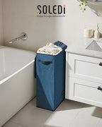 SOLEDI Slim Laundry Hamper with Lid, Narrow Laundry Basket with Removable Bags, Dirty Clothes Hamper with handle, Small Hampe