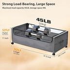 Under Bed Storage with Wheels, Rolling Under bed Storage with Metal Frame, Under Bed Shoe Storage for Space Saving, Zippered 
