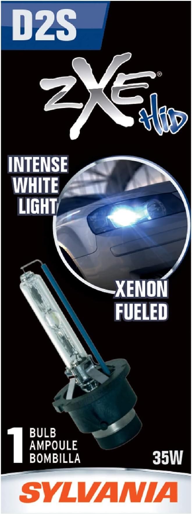 SYLVANIA - D2S SilverStar zXe HID (High Intensity Discharge) Headlight Bulb - High Performance Brighter and Whiter Light, Xenon Fueled, with a HID Attitude and Style (Contains 1 Bulb)