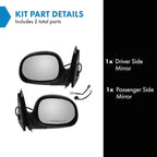TRQ 2 Piece Driver and Passenger Side Mirror Assembly Set Manual Folding Electrical Adjustment Non-Heated No Memory Chrome Co