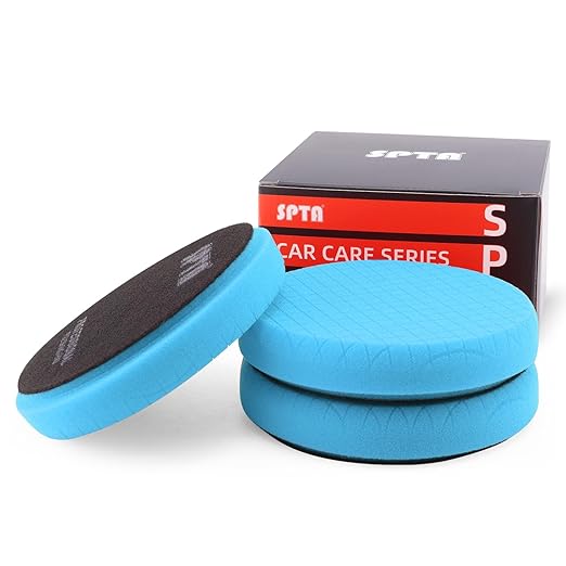 Blue T60 Moderate-Cut Foam Polishing Pads, 3Pcs 5.5 Inch Buffing Polishing Pads for 125mm Backing Plate Compound Buffing Sponge for Car Buffer Polisher Compounding, Polishing and Waxing -FPTSS5B-3