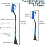 MMOBIEL Snow Brush and Ice Scraper for Car Windshield Essential Automotive Exterior Accessory, Winter Car Gadget – Detachable Universal Vehicle Snow Scraper – Durable Ergonomic Grip – Blue