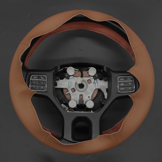 MEWANT Steering Wheel Covers for Dodge RAM 1500/1500 Classic / 2500/3500 / 5500 Hand-Stitched Genuine Leather ram Steering Wheel Wrap