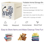 CLCROBD Foldable Animal Cube Storage Bins Fabric Toy Box/Chest/Organizer for Toddler/Kids Nursery, Playroom, 13 inch (Zebra)